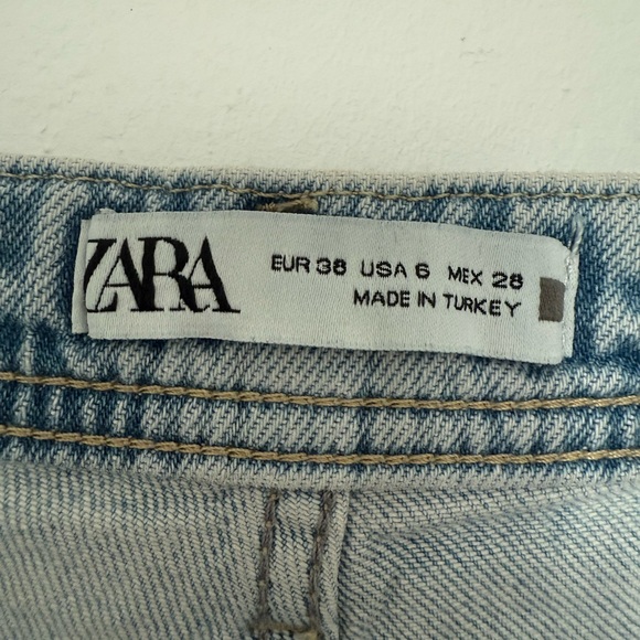 Zara Light Blue Straight Leg Jeans High Waist - Picture 5 of 6